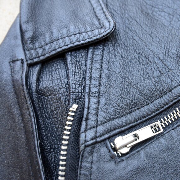 Vintage G-4000 Black Leather Studded Motorcycle Jacket Size M - Picture 10 of 16